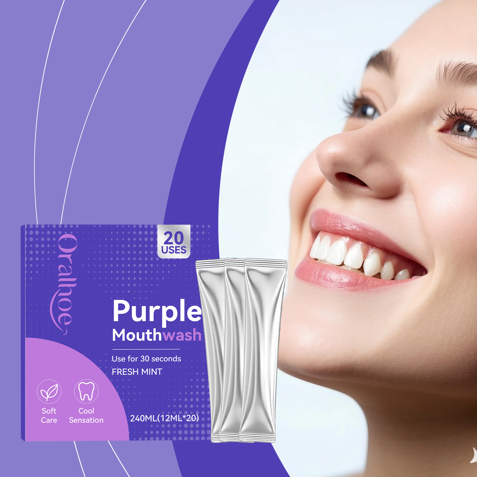 Teeth Whitening Xylitol - Tekli Paket Mor Ağız Çalkalama Suyu